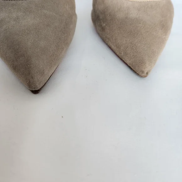 Santoni pumps women's slingback sz 8 Eu38 suede tan shoes stiletto point toe - Picture 13 of 16